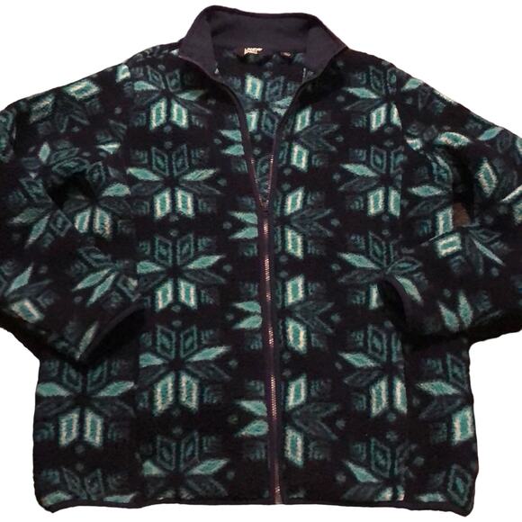 Lands' End Jackets & Blazers - Lands' End Black and Green Teddy Jacket